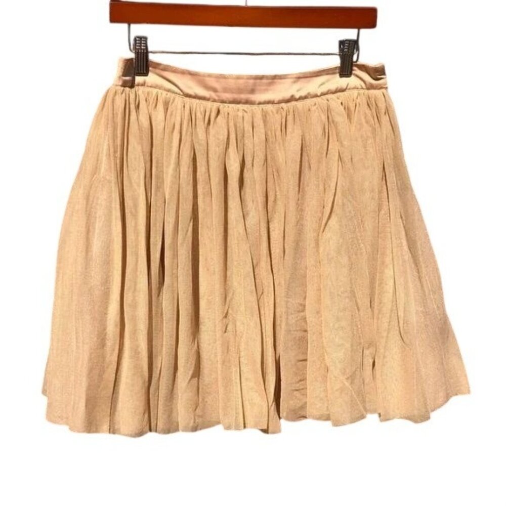 XXI Tan Tulle Skirt With Satin Waistband & Side Zipper Womens L